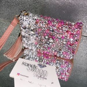 Full Crystal & Pearl wristlet